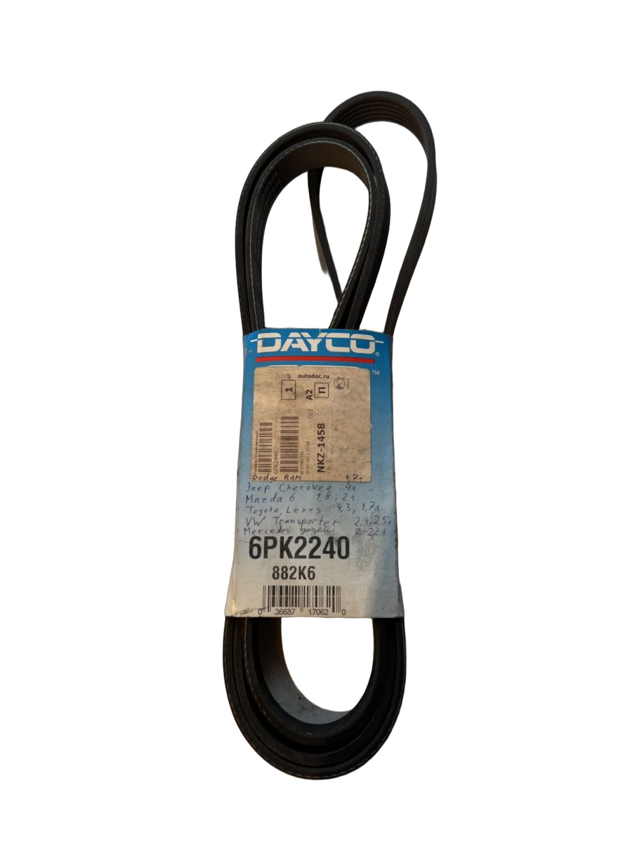Ремень поликлиновый Dayco на Mazda 6, Mercedes C, E, Toyota Land Cruiser VI, Lexus GS II, LX II, Jeep Cherokee IV и др.